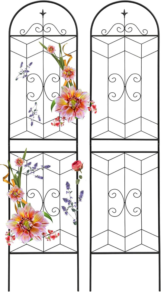 2 Pack 87x20in Garden Trellises with Black Metal Coating, Trellis for Climbing Plants Outdoor, Roses, Vines, Flowers, and Vegetables.