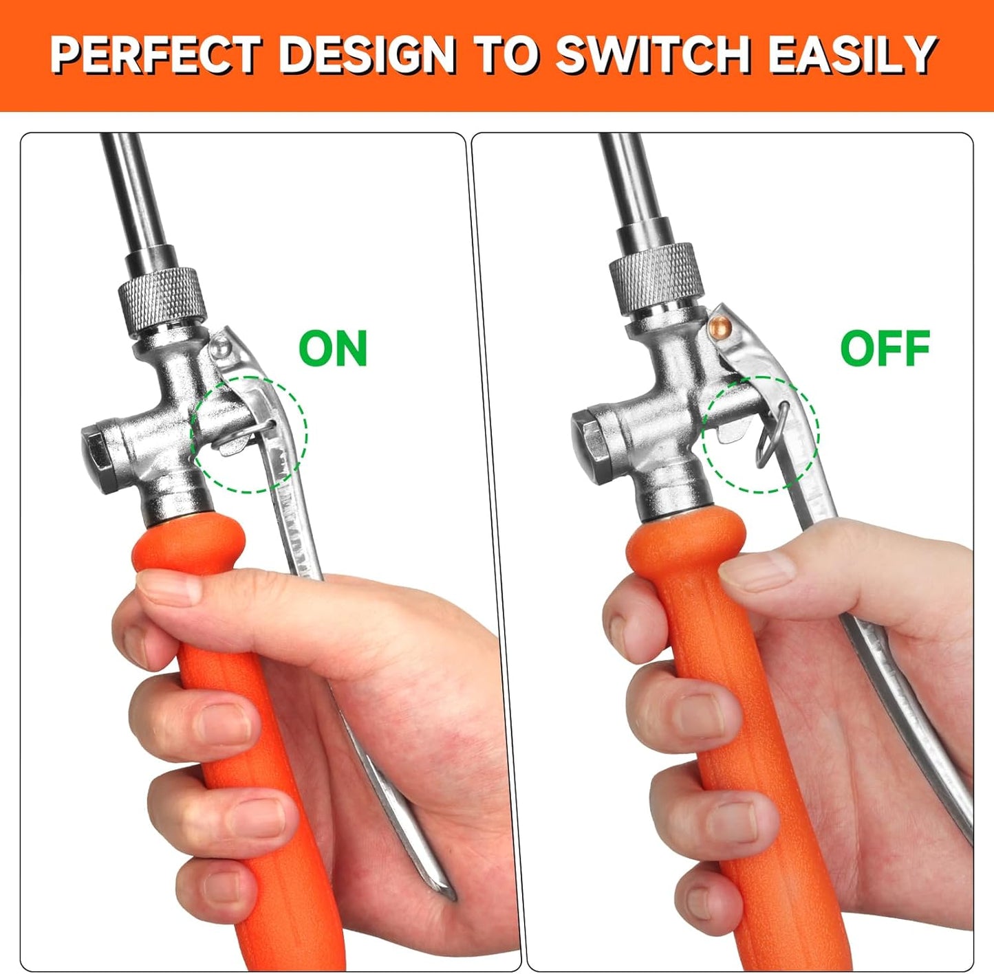 All Metal 44 Inches Replacement Sprayer Wand, Garden Hose Watering Wand with 3/4'' Brass Connector, 1/4" & 3/8" Brass Barb for Most Sprayer Hoses, Built-in Stainless Steel & 2 Hose Clamps