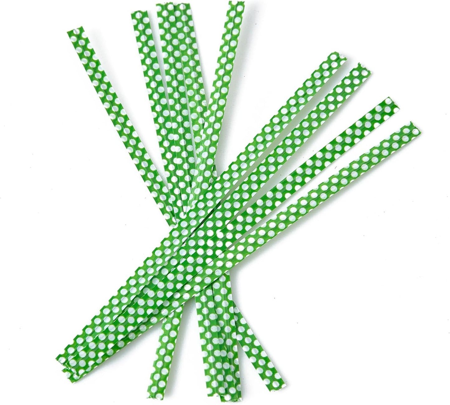 500 PCS 4" Polka-Dotted Bag Twist Ties,Green with Dots Plastic Twist Ties Bread Bags Ties for Candy Cookies Gift Bags and Decoration