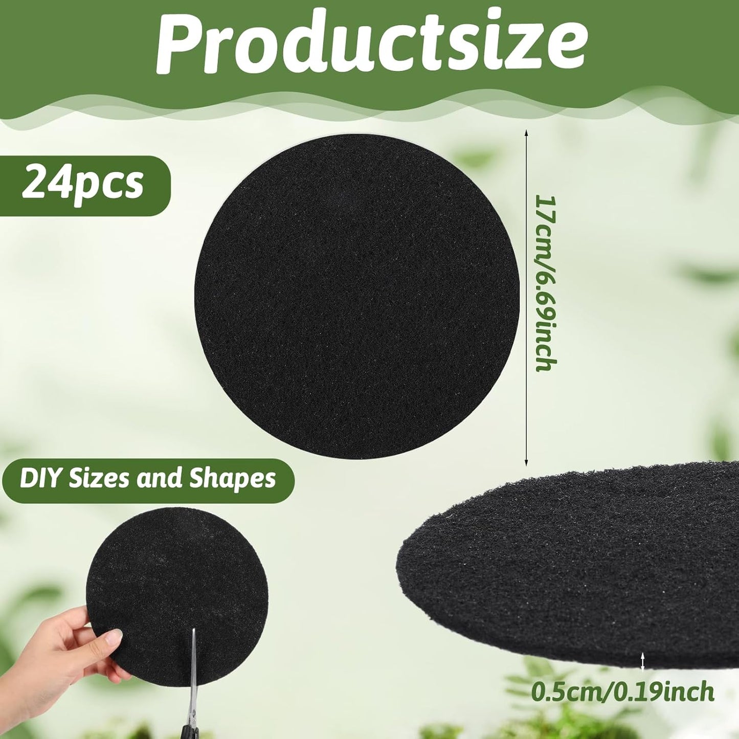 24 Pack Compost Bin Filter, 6.7 Inch Charcoal Filters for Kitchen Compost Bin, Compost Filters for Home Countertop Bin, Replacement Charcoal Filters for Compost Bucket Refill Sets, Round