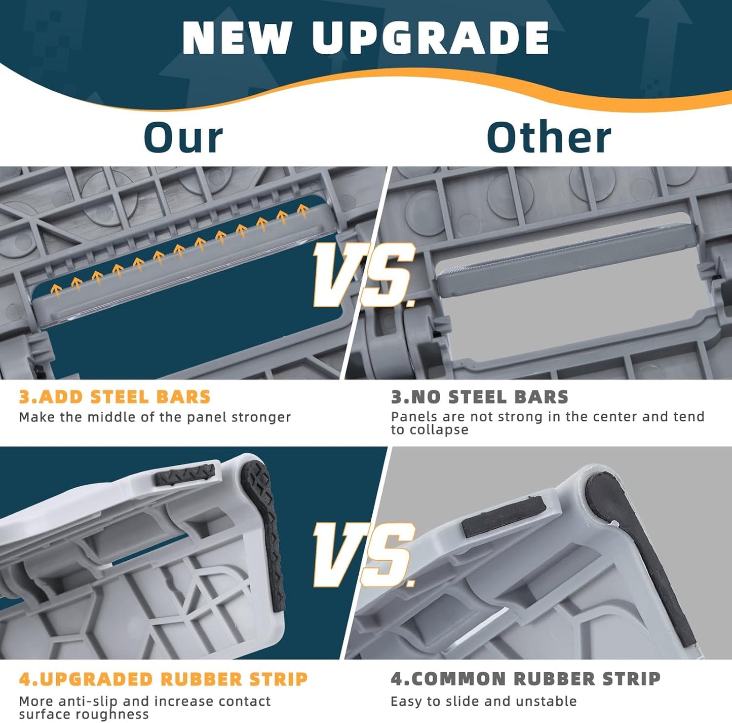 ACSTEP Folding Step Stool 16 Inch Heavy Duty Step Stool Foldable for Adults and Kids, Collapsible Stepping Stool with Handle, Non Slip Folding Stools for Kitchen Hold Up to 400lbs (Grey 1PC)