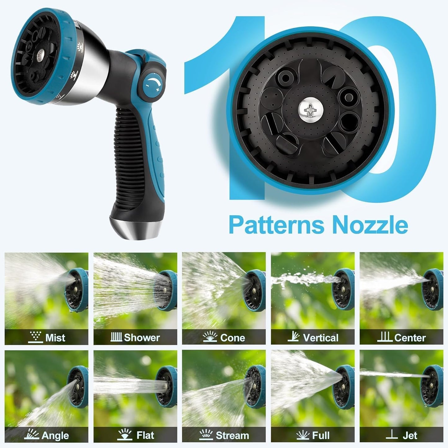 Retractable Garden Hose Reel - 5/8 inch x 60 ft Wall Mounted Hose Reel with 10 Pattern Nozzle & Any Length Lock, Heavy Duty Water Hose Supports Automatic Rewind & 180° Swivel, Black