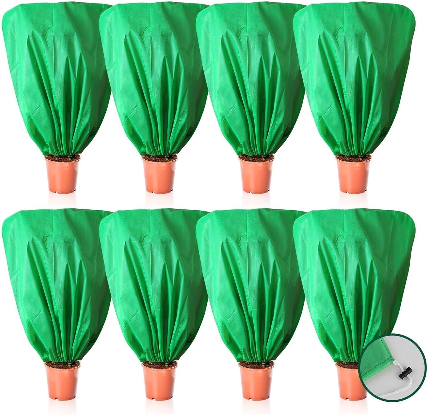 8 Pcs Plant Covers Frost Protection Bag 39.3" x 39.3" Winter Reusable Plants Jacket with Drawstring Shrub Protection Wraps Bags Frost Blanket for Winter Outdoor Garden Plants