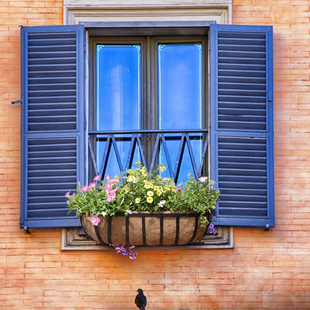 STONESTAR 2-Pack Coconut Liners for Planters 24 inch, Half-Moon Shape Window Box Liners Coconut Planter Liners Replacement, Trough Coco Liners for Planters Flower Baskets (24 inch)