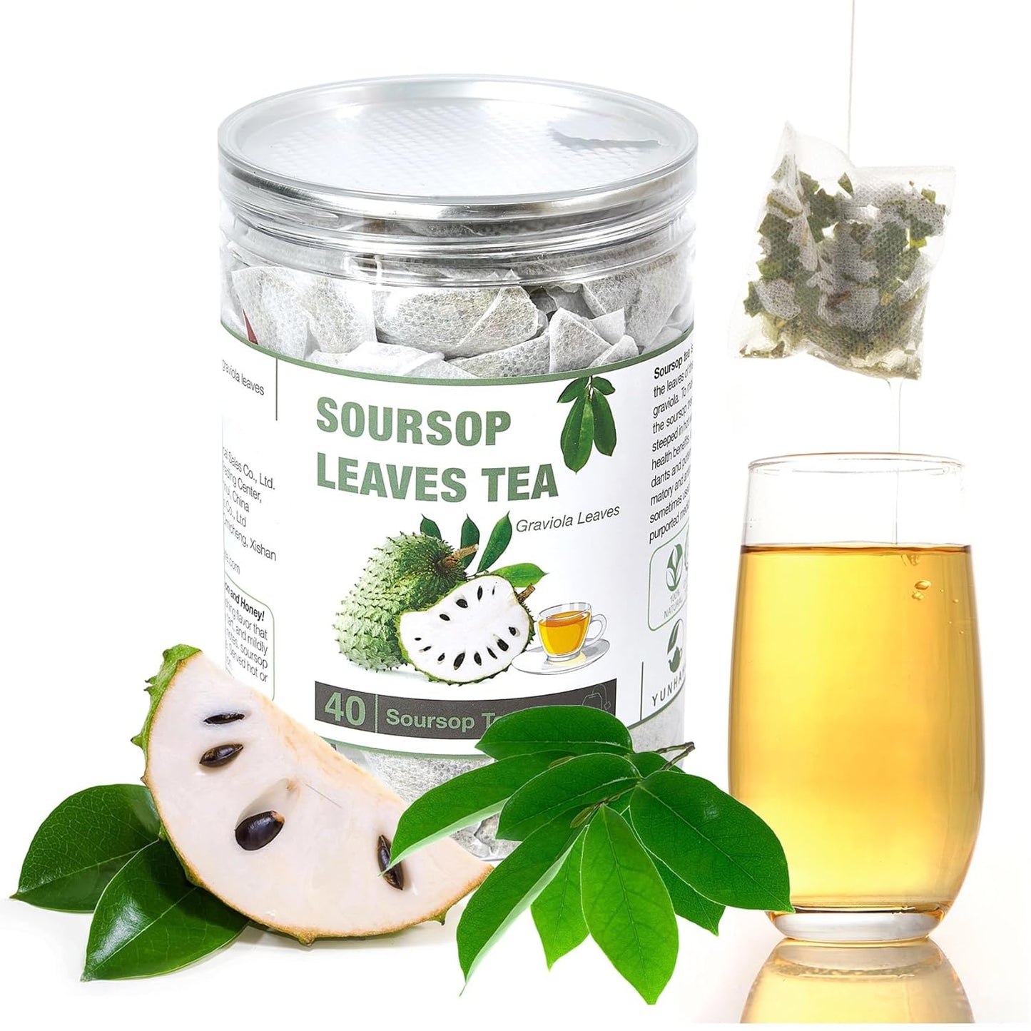 40 Natural Soursop Tea Bags, Soursop Leaves Tea, Dried Soursop Graviola Leaves Tea, te de Guanabana Tea, Pure Sour sop Tea Leaves
