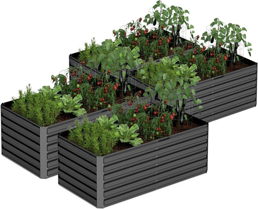 6x3x2 ft Raised Garden Bed, Large Metal Planter Raised Beds, Planters for Outdoor Plants for Vegetables, Flowers, Herbs, Fruits, and Succulents.(4 Pcs)
