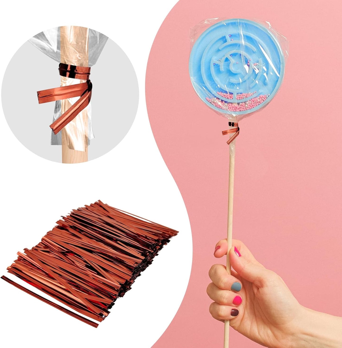 400 Pcs Metal Twist Ties 4 Inches Twist Straps for Bread Bags Candy Bags Snack Bags Halloween Party Cake Favor (Gold)