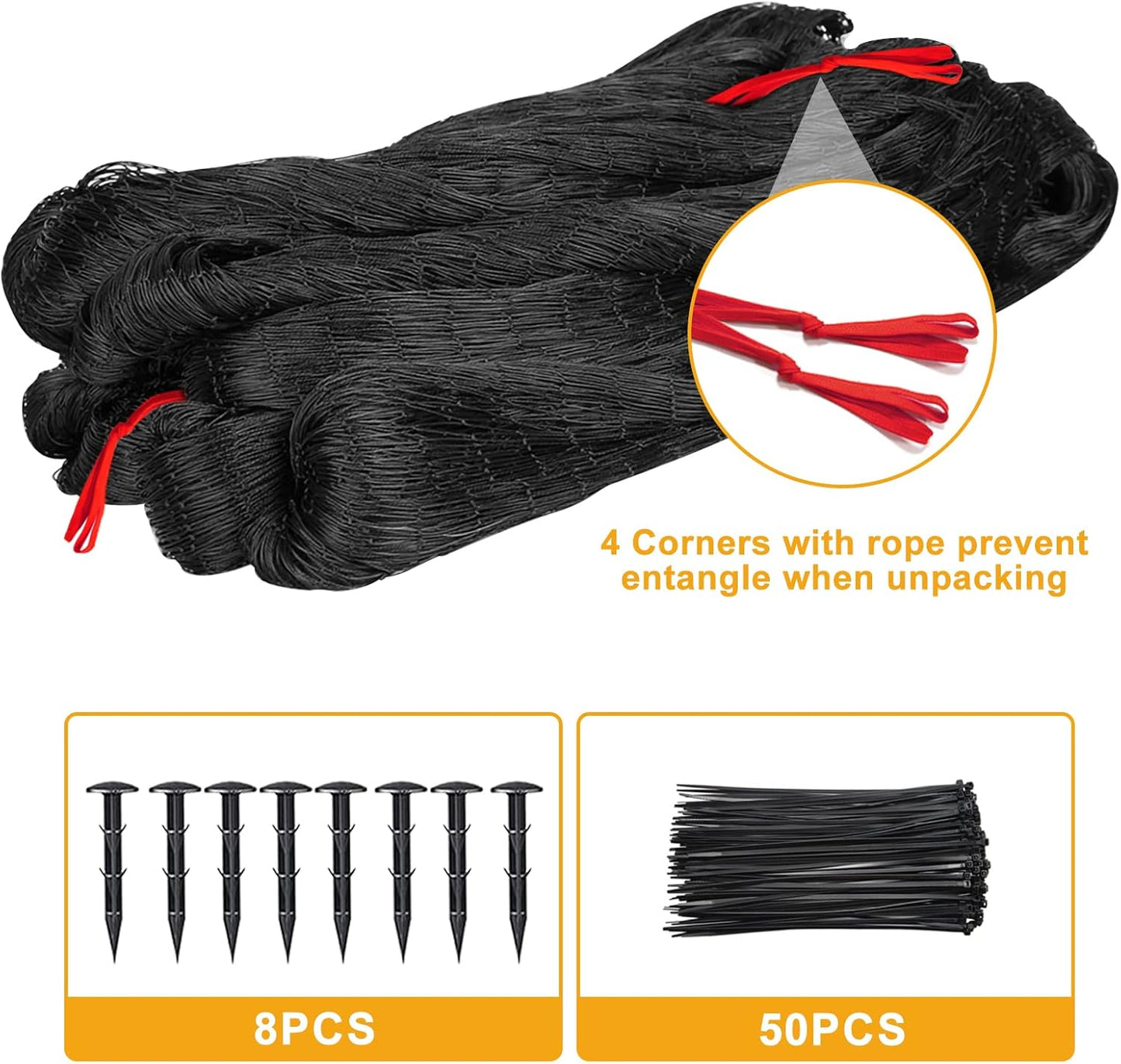 Bird Netting for Chicken Coop, 25'x50' with 2.4" Square Mesh Poultry Netting Heavy Duty Nylon Nettings for Garden, Aviary Net Fruit Tree Nettings