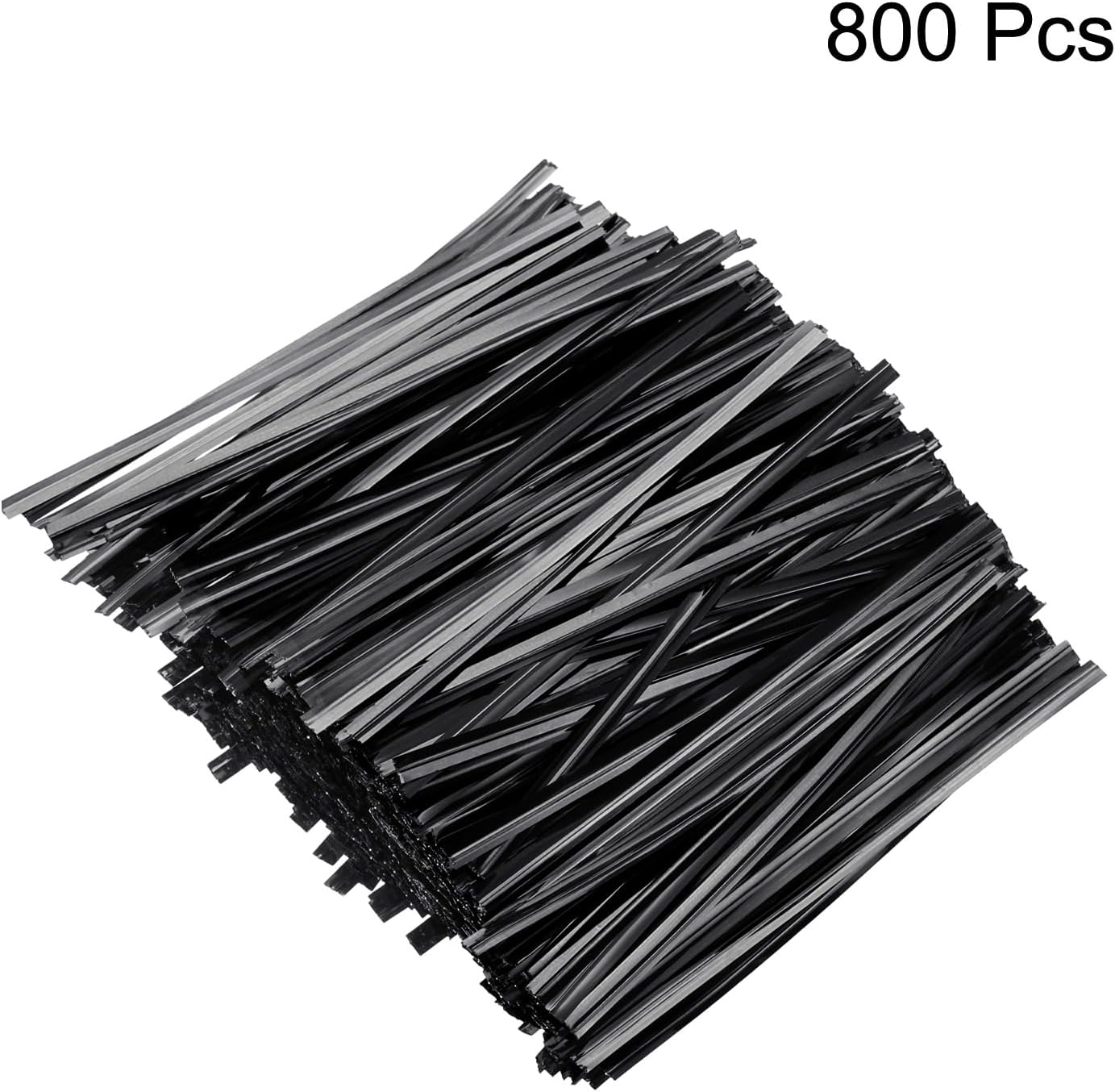 HARFINGTON 800pcs Bag Twist Ties 4" Reusable Plastic Metallic Twist Ties Wire Cable Ties for Party Bread Candy Cake, Black