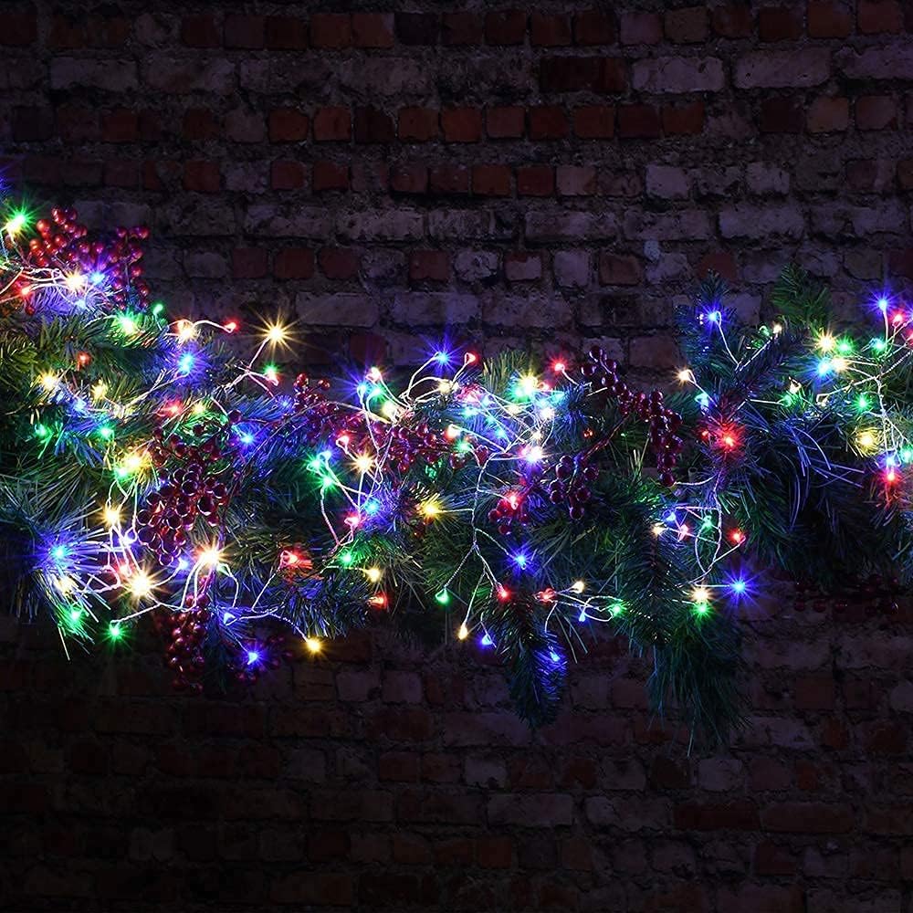 2 Pack Solar Powered Fairy String Lights Outdoor Waterproof 8 Modes Twinkle Christmas Decorations Lights, Each 33ft-100LED, 40ft-120LED, 66ft-200LED, 80ft-240LED, (Multicolor, 33)