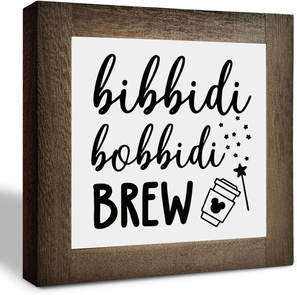 Bippity Boppity Wooden Plaque Sign, Rustic Coffee Table Sign, Kitchen & Home Decor, Tabletop Decor, Coffee & Disney Lover Gift, 5.9x5.9in