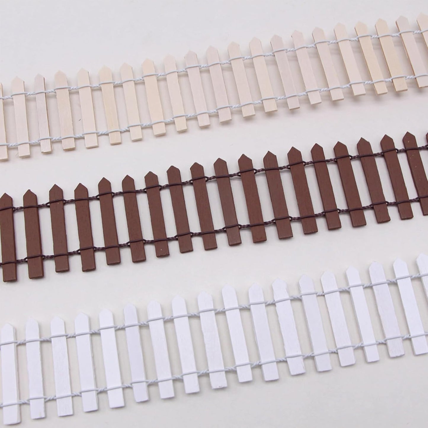 35 Inches Mini Fairy Garden Fence DIY Small Wood Decorative Picket Fence Micro Landscape Miniature Ornaments for Dollhouse, Crafts, Diorama Project, Plant Pot, Nature Wood