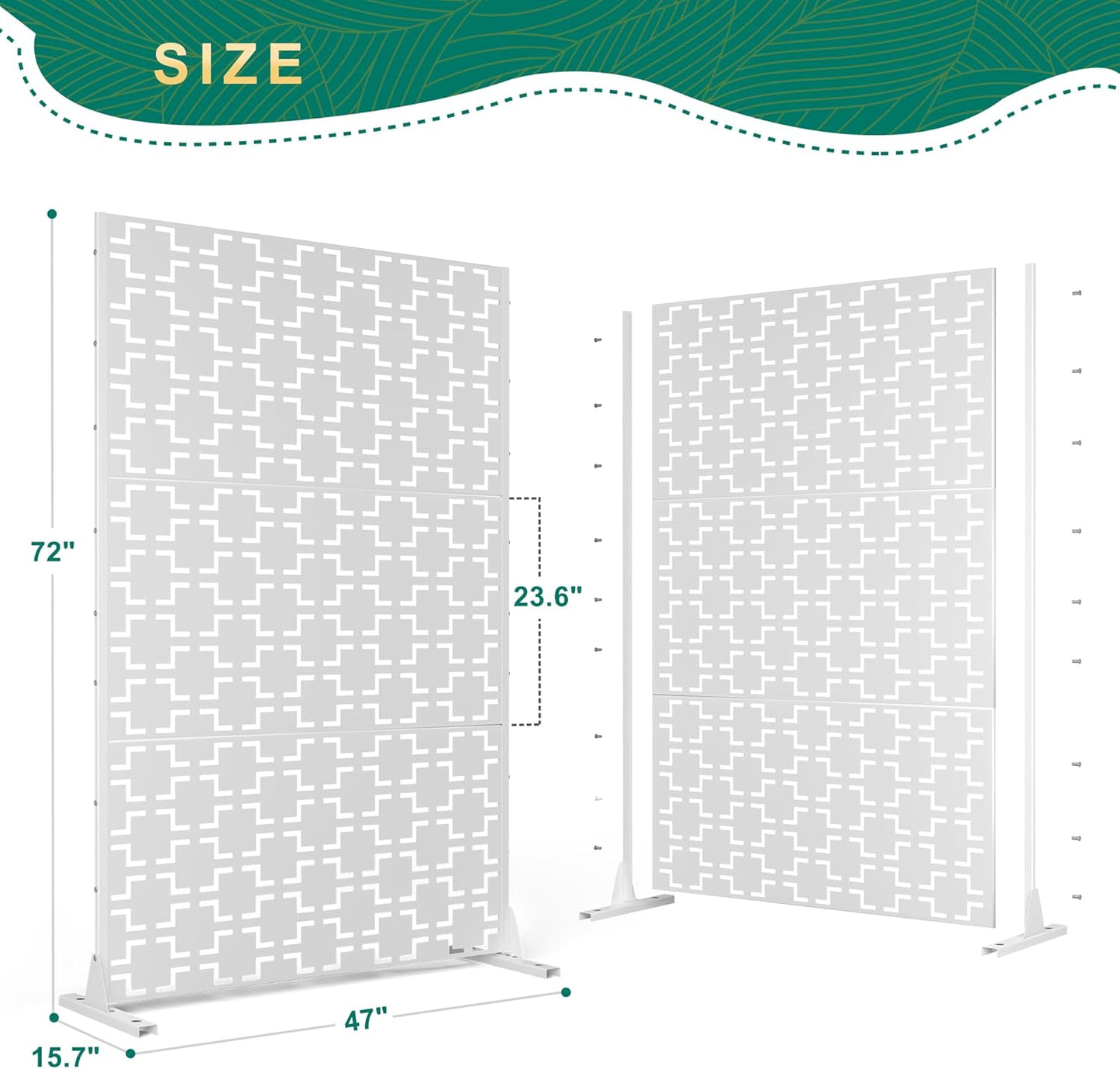 72" H×47" W Metal Privacy Screen Outdoor Privacy Screen Freestanding, Outdoor Privacy Screens and Panels for Patio Lawn Deck(Consists of 3 Panels)