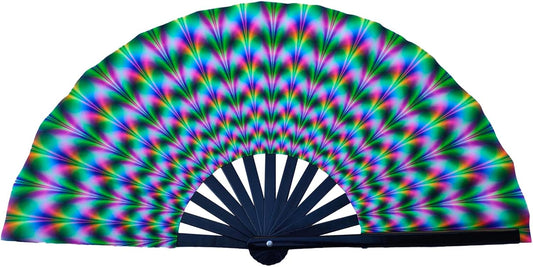 13-Inch Large Popping Fans for Line Dancing, Boots Ground Hand Fan Foldable for Women Dances, Music, Festival, Gift, Rave, Party (Waves)