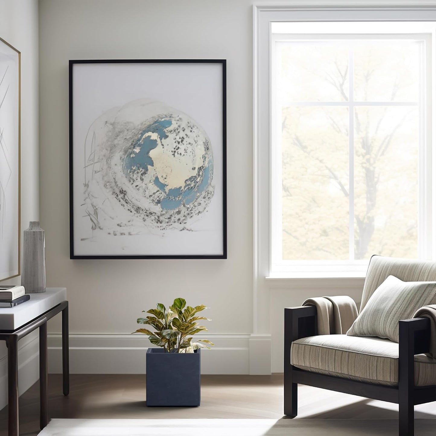 Kante 10 Inch Square Concrete Planter for Outdoor Indoor Home Patio Garden, Large Plant Pot with Drainage Hole and Rubber Plug, Charcoal