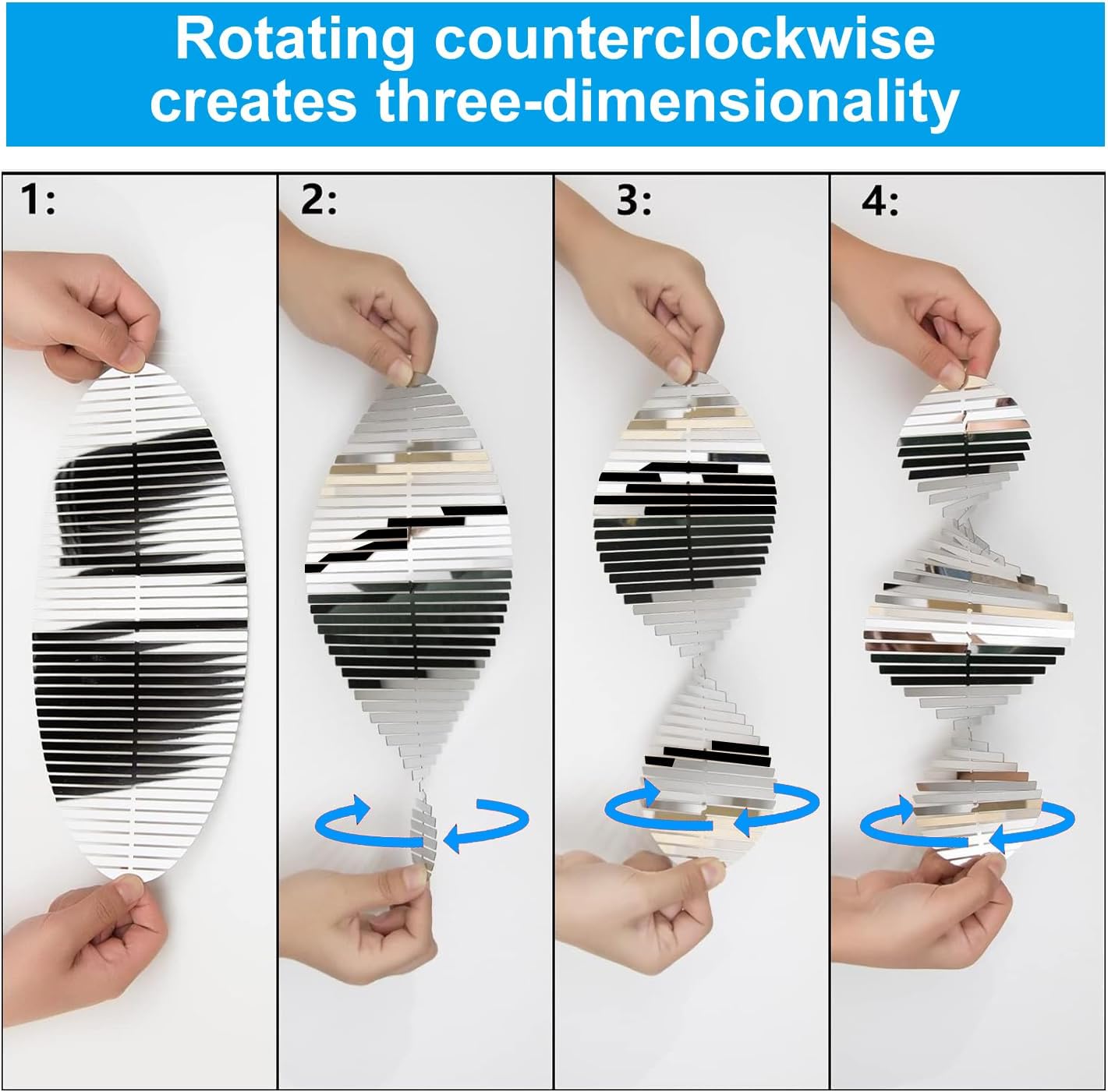 3 * 3 Stainless Steel Bird Scarer Discs Set, 3D Reflective Helix Wind Spinners Bird Reflector & Sparkly Metal Outdoor Garden Décor Sculpture Ornaments, Deterrent to Scare Pigeon Away Yard Patio Farm