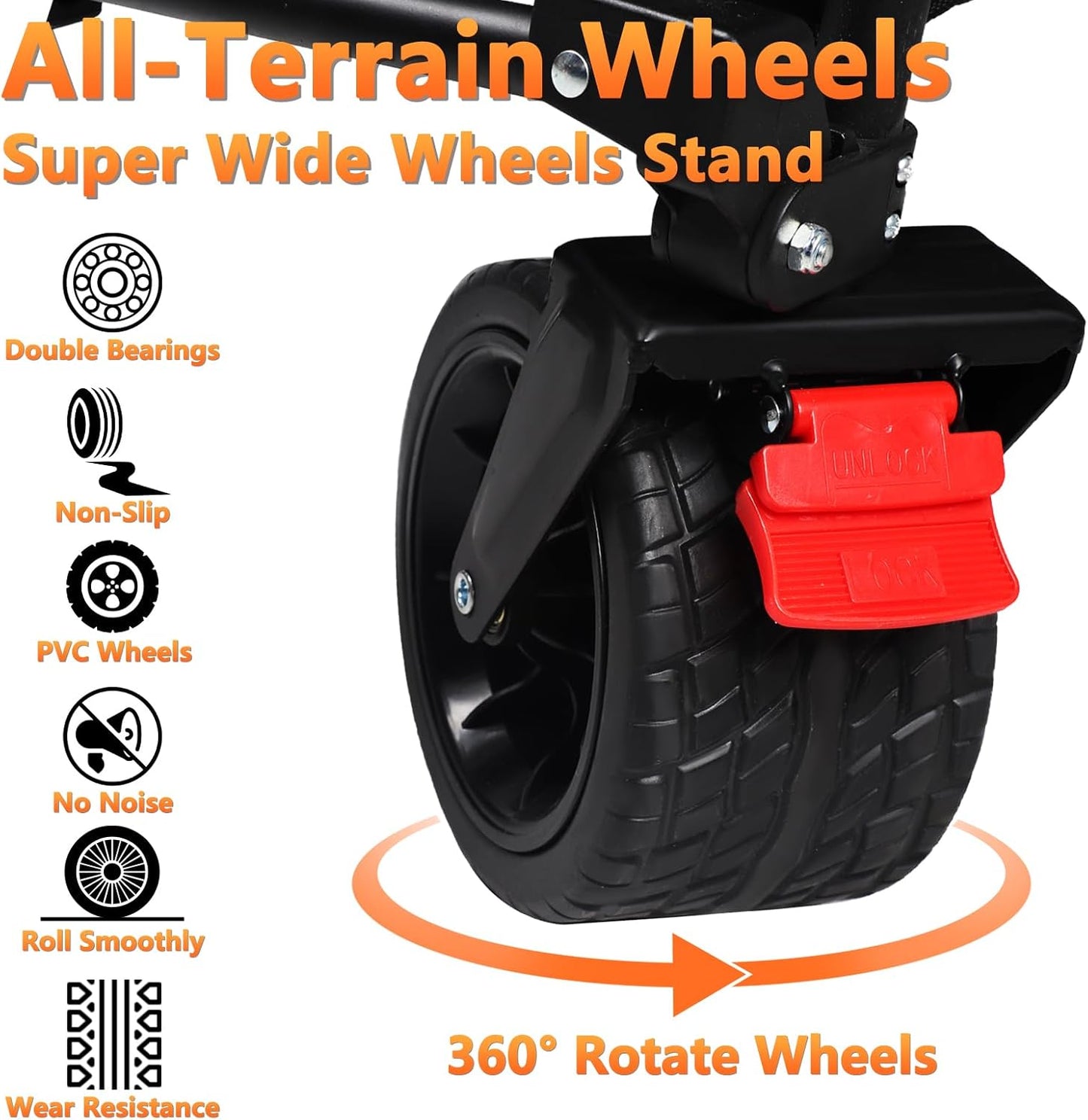 42" L Collapsible Foldable Wagon, 500LB Weight Capacity with 220L Heavy Duty Folding Cart,Utility Wagon with Big All-Terrain Beach Wheel, Drink Holders and 2 Bungee Cords,Black