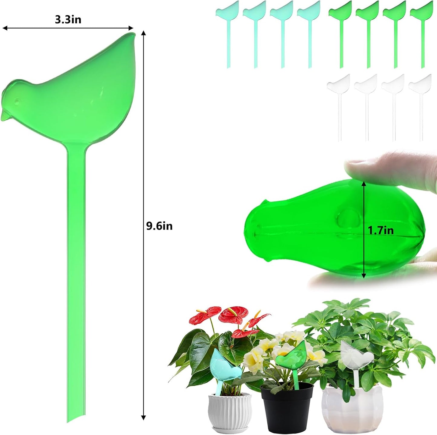 12PCS Plant Watering Globes, Bird Shaped Watering Bulbs for Outdoor Plants, Automatic Self Watering Spikes Plant Watering Bulbs for Indoor Outdoor Plants, Gifts for Plant Lovers
