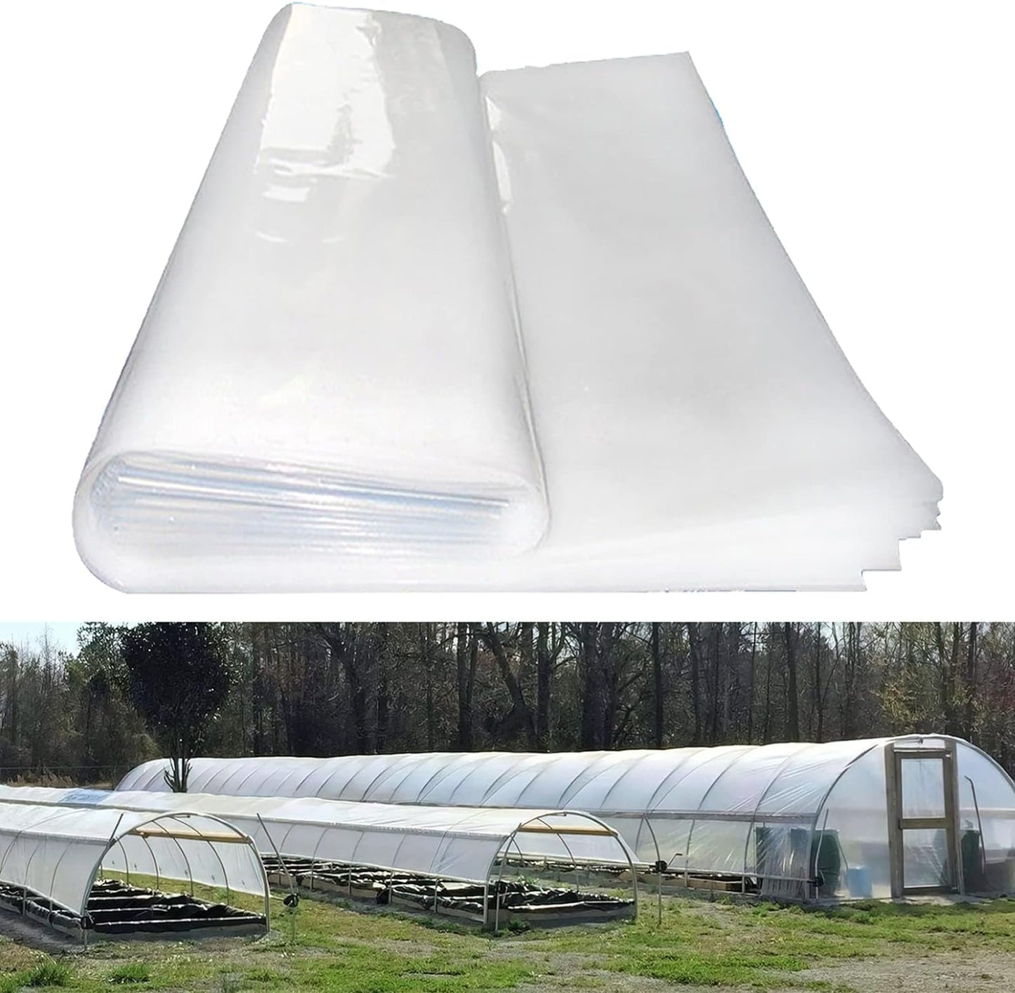 Greenhouse Plastic Sheeting 25x40 ft, 6 mil Thickness Replacement Cover, UV Resistant
