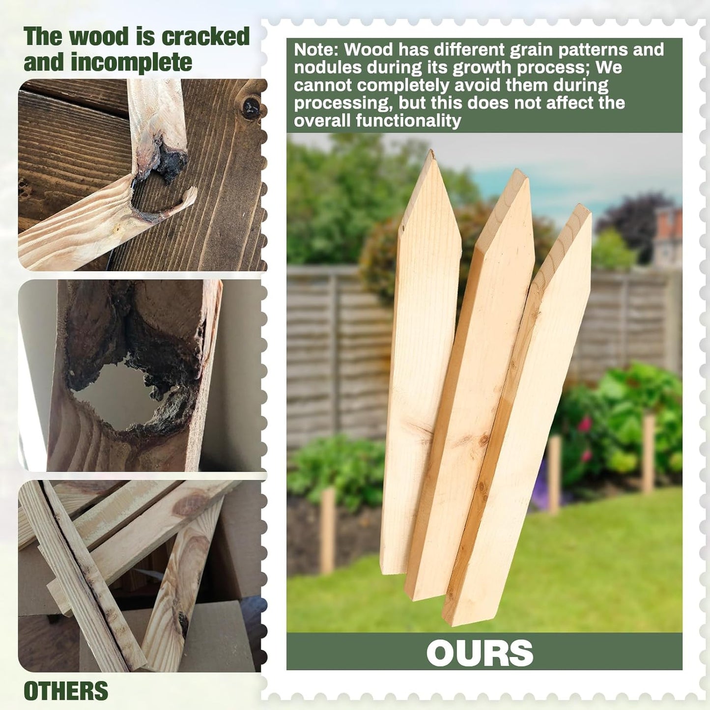 48 Pieces Wooden Garden Stakes 18 Inch Grade and Survey Stakes Wooden Garden and Sign Posts for Plant Support Silt Fence Yard Farm Survey Boundaries Baselines