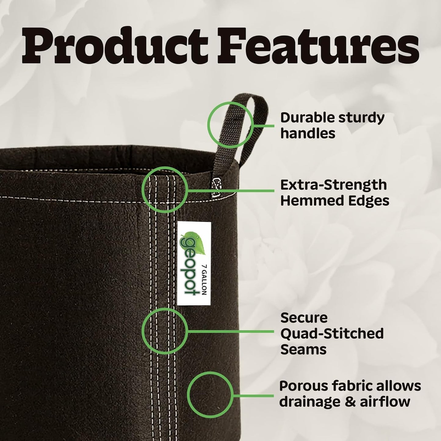 7 Gallon Fabric Grow Bags with Handles for Vegetables, Houseplants, Herbs & Flowers |5-Pack| Fabric Pots for Outdoors and Indoors, Aerated Fabric Grow Bags