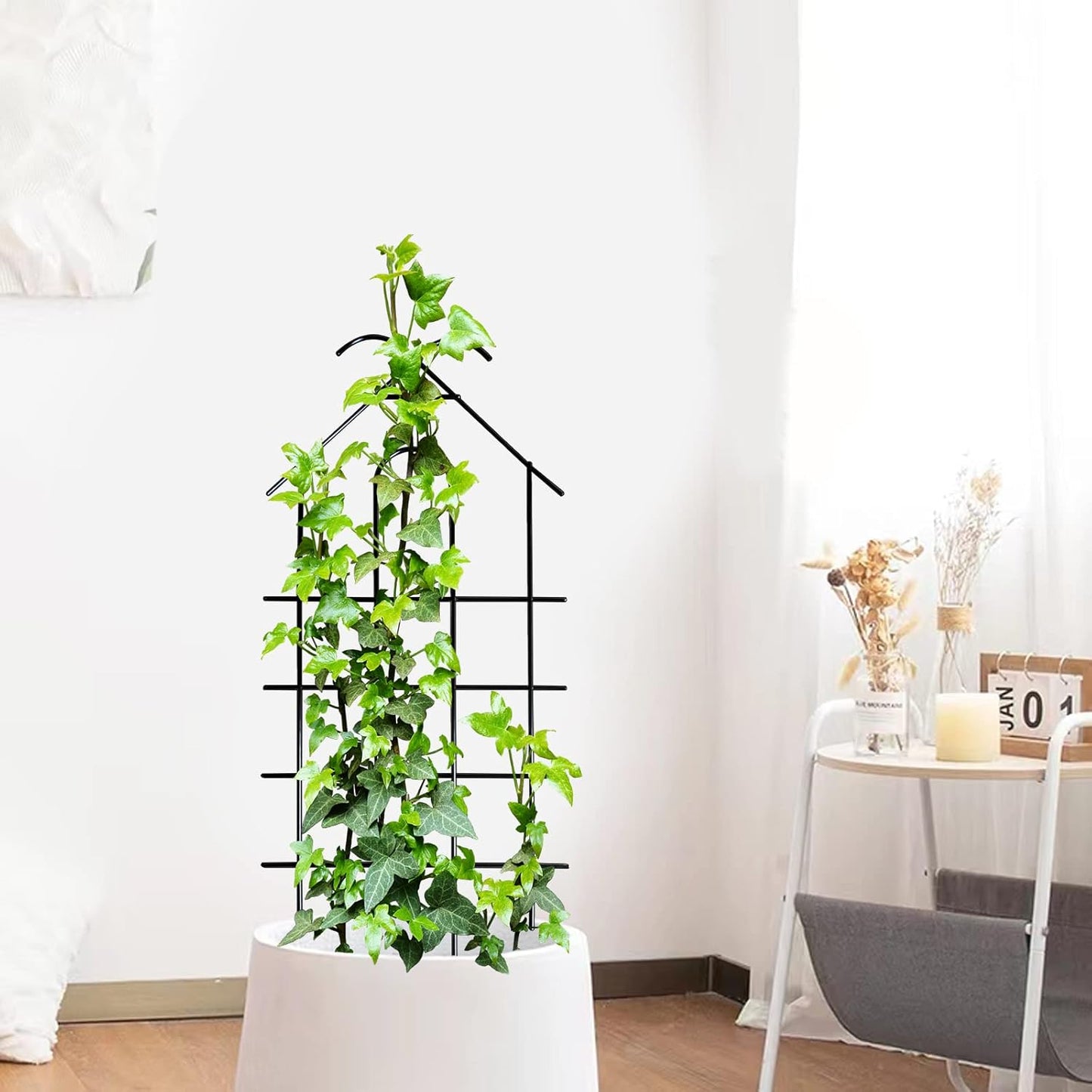 ARIFARO 32'' Metal Garden Trellis Indoor/Outdoor Sturdy Plant Trellis for Potted Plants,House Plants, Climbing Vines, Pack of 4, Black