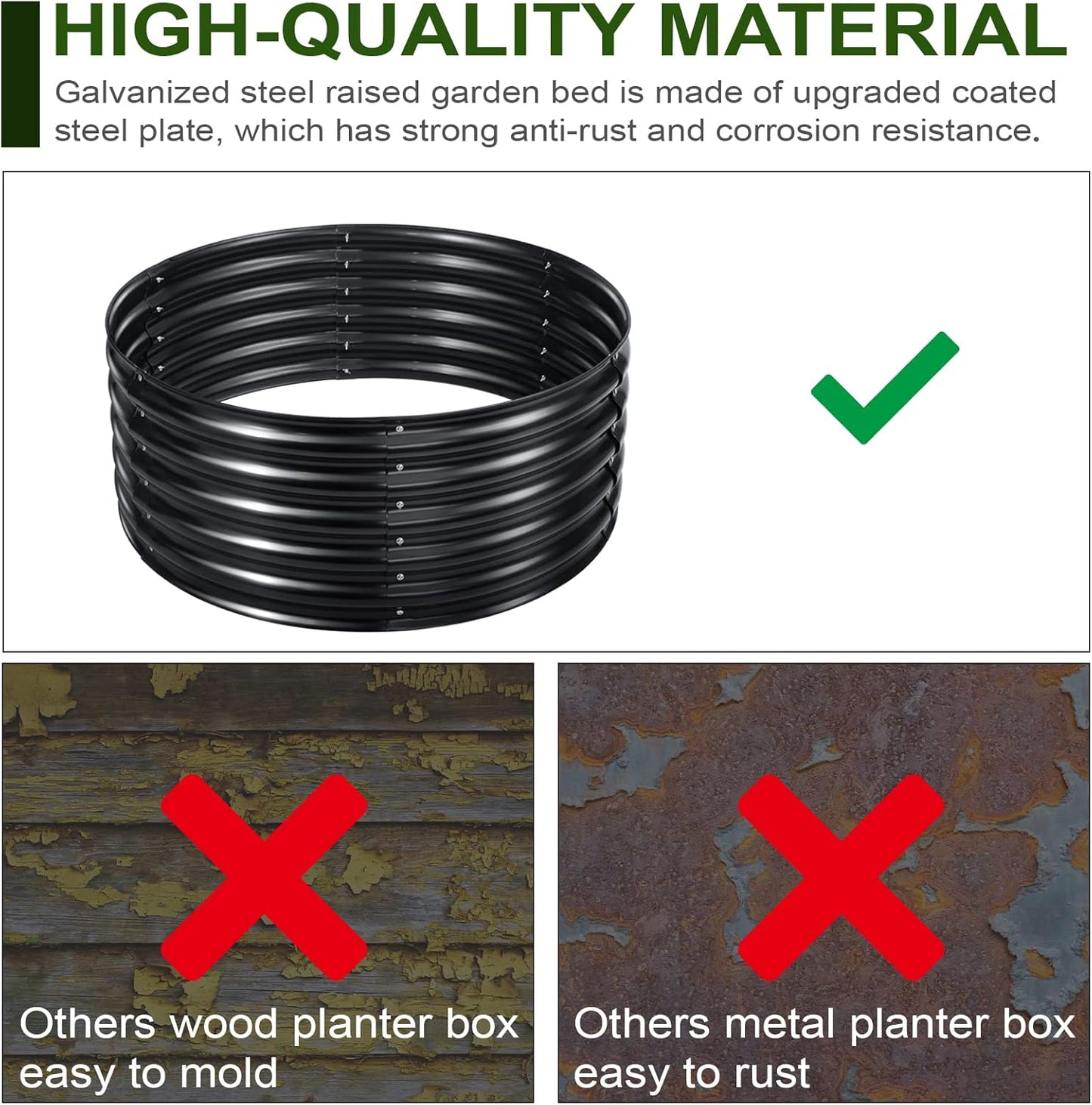 EDOSTORY 17" Tall, 42" Round Metal Raised Bed Garden Bed Kit, Galvanized Planter Raised Garden Boxes Outdoor, Large Metal Raised Garden Beds for Vegetables, Flowers, Herbs