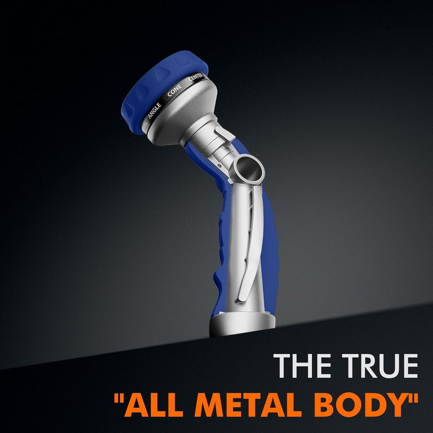 RESTMO Hose Nozzle Heavy Duty, Metal Water Hose Sprayer for Garden, 9 Spray Patterns | High Pressure | Thumb Flow Control | On/Off Valve, Ideal for Lawn & Plant Watering, Car & Pet Washing, Blue