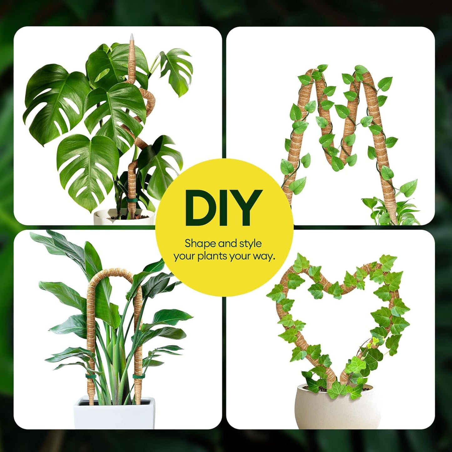 3-Pack 28” Bendable Moss Pole Monstera Plant Support for Climbing Indoors Plants, Coir Moss Poles Sticks DIY, Plant Support Stake for Potted Plants