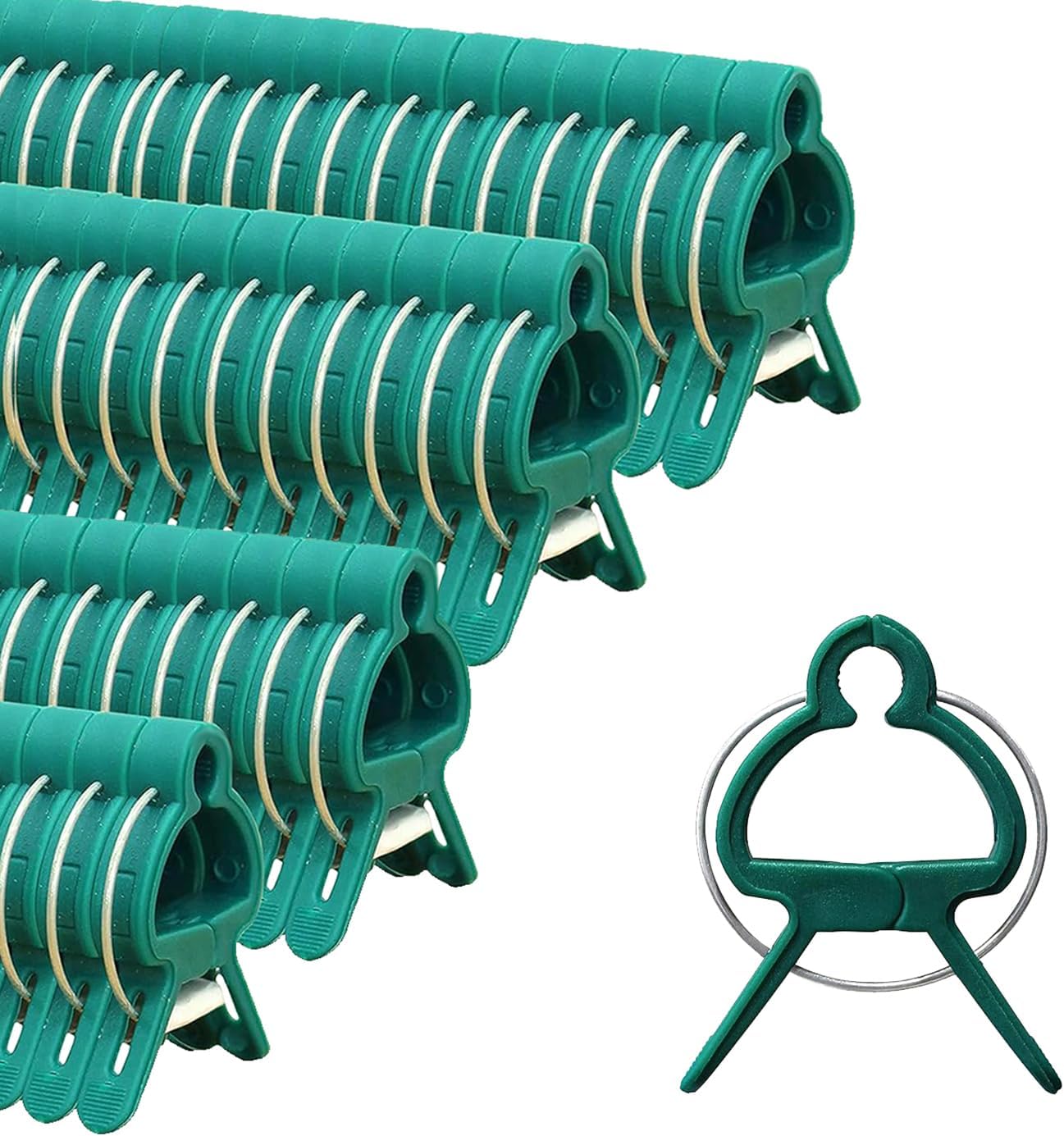 60 Garden Plant Clamps,Plant Support Clamps Hold Plant Stems,for Multi-Purpose Plants Rattan Clamps Rose,Sturdy Cucumber Orchid Clamps Plant Support Adjustable Clamps Green (Small 60Pcs)