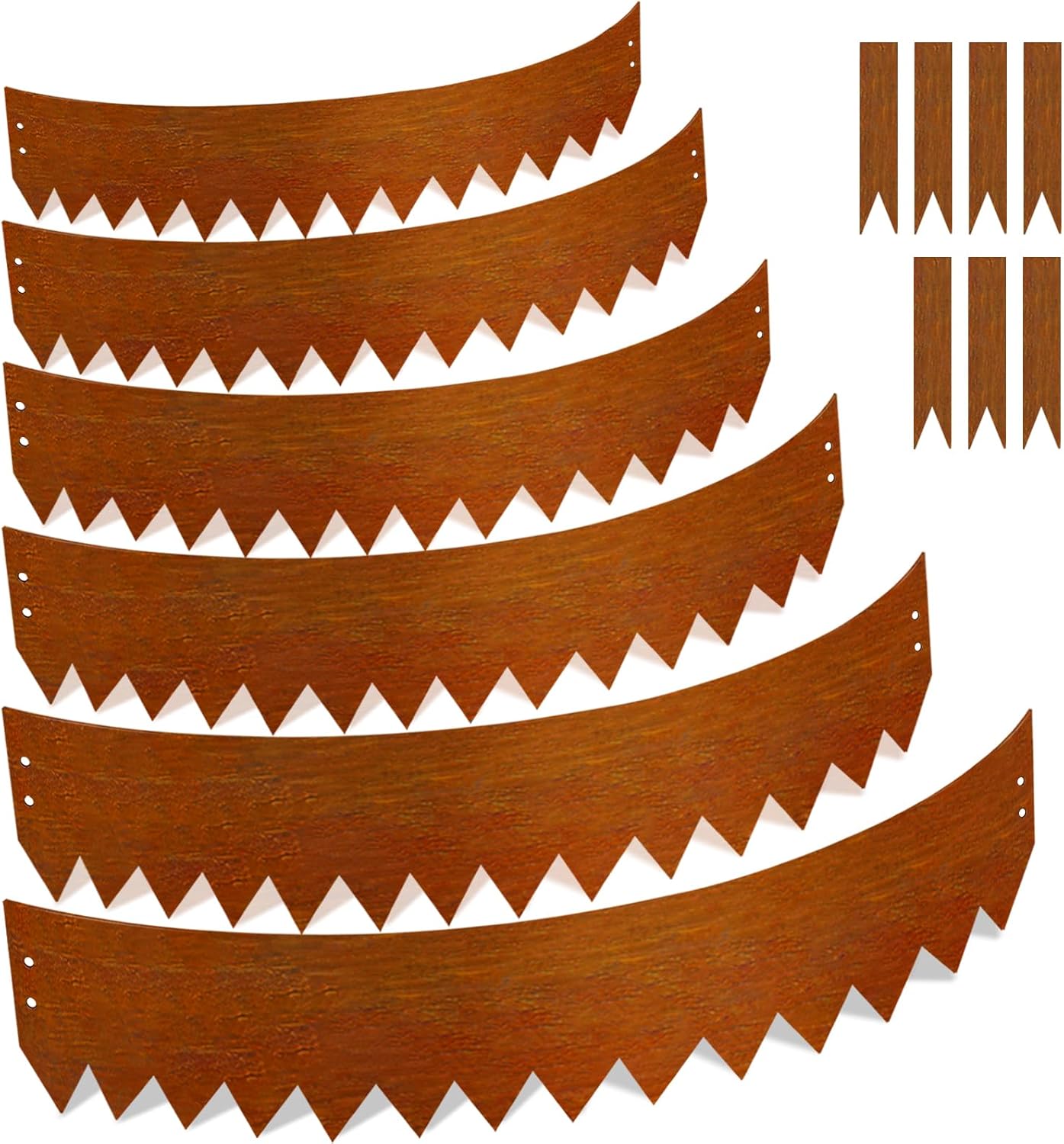 40" L X 8" H Corten Steel Landscape Edging,6 Pack Landscape Edging with 7 Clips and Gloves,Garden Edging Border for Lawn, Flower Bed, Yard (Rust-Colored)
