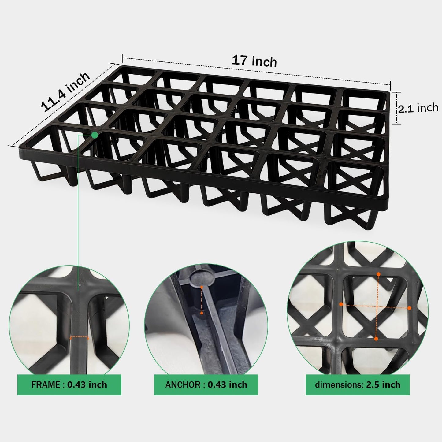 Square Nursery Pot Tray with 24 Cells, 5 Pack Plant Trays for Pots, Flower Pot Moving Tray, Plastic Planting Tray for Carrying Small Plant Pots(120 Cells in Total