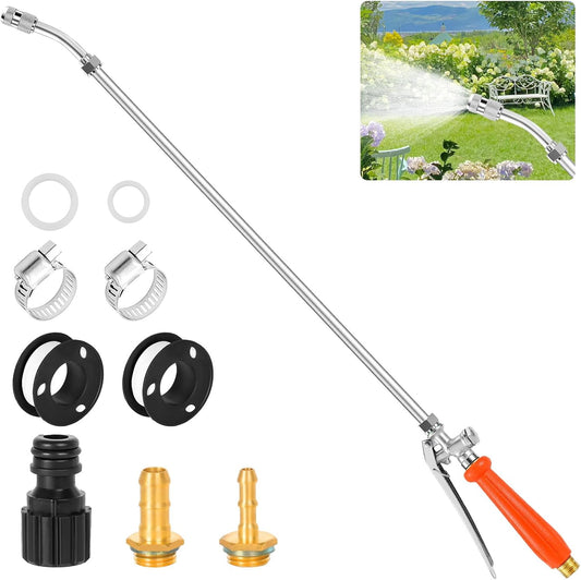 29" All Metal Replacement Sprayer Wand, Suitable for 1/2" Hose Quick Connector, 1/4" & 3/8" & 1/2" Brass Barb Spray Wand, Built-in Shut Valve Stainless Steel Spray Wand