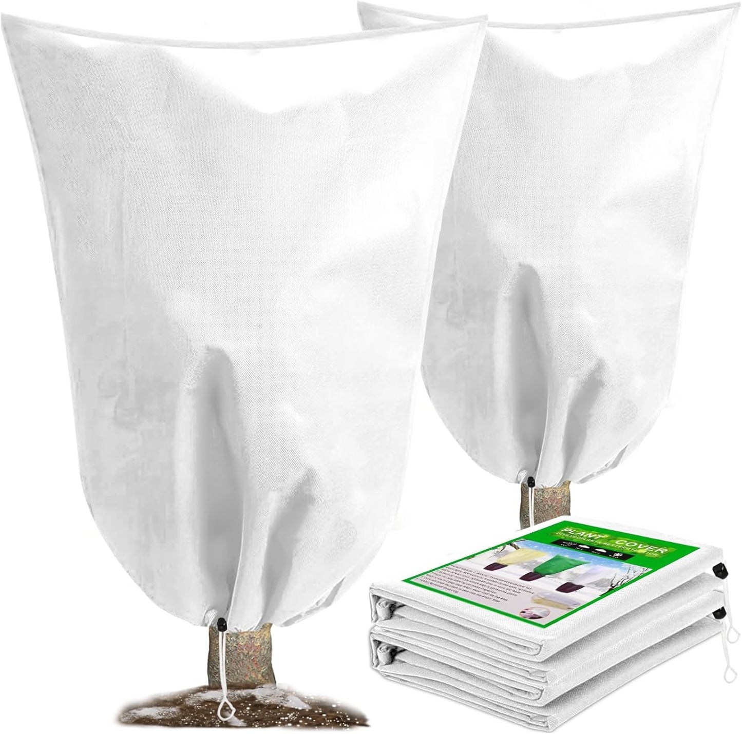 DQS 2 Pack Plant Covers Freeze Protection, 39.3" x39.3" Winter Frost Protection Blankets Frost Cloth,Suitable for Outdoor Winter Frost, Cold Weather, shrubs, Trees, Jackets, and coverings