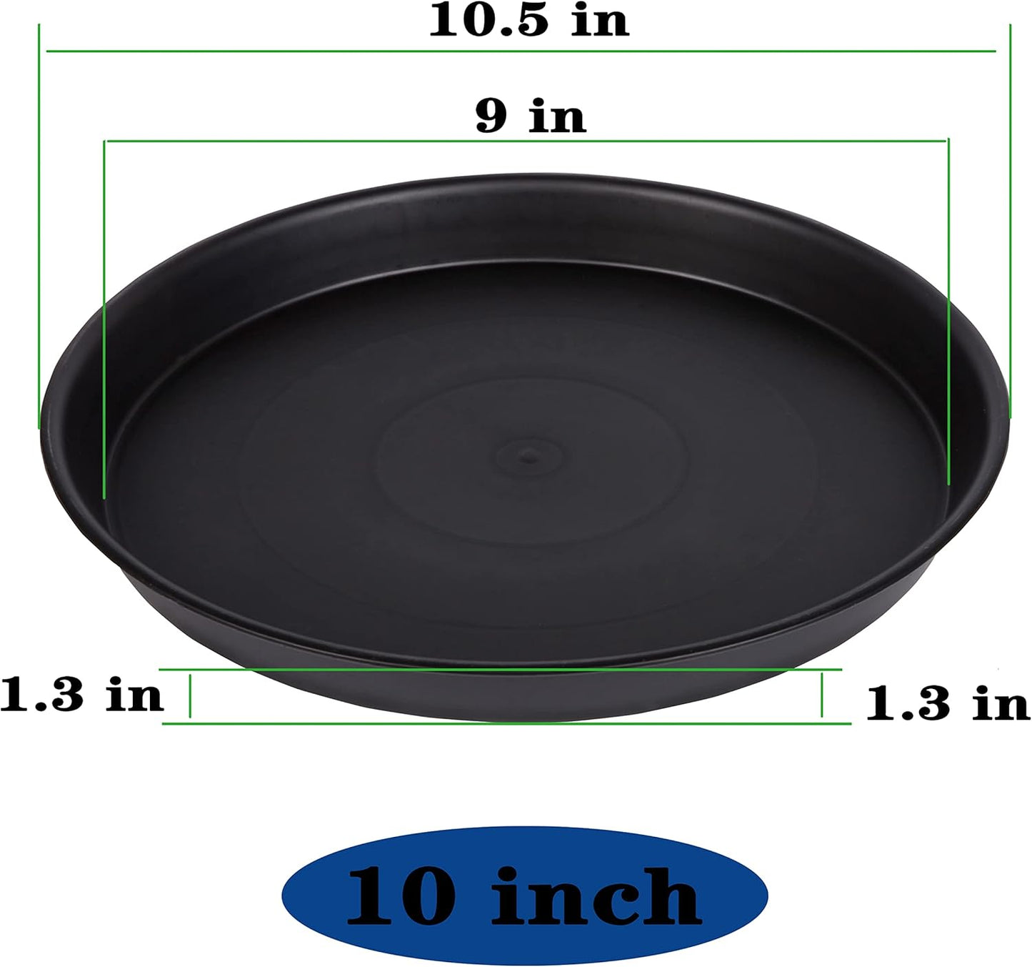 6 Pack 10 inch Plant Saucer, Heavy Duty Plastic Plant Saucers 10 inch Round, Durable Plant Tray for Pots, Flower Saucers for Indoors, Plant Pot Saucers, Trays for Planter 8"/9"/10" (Black)
