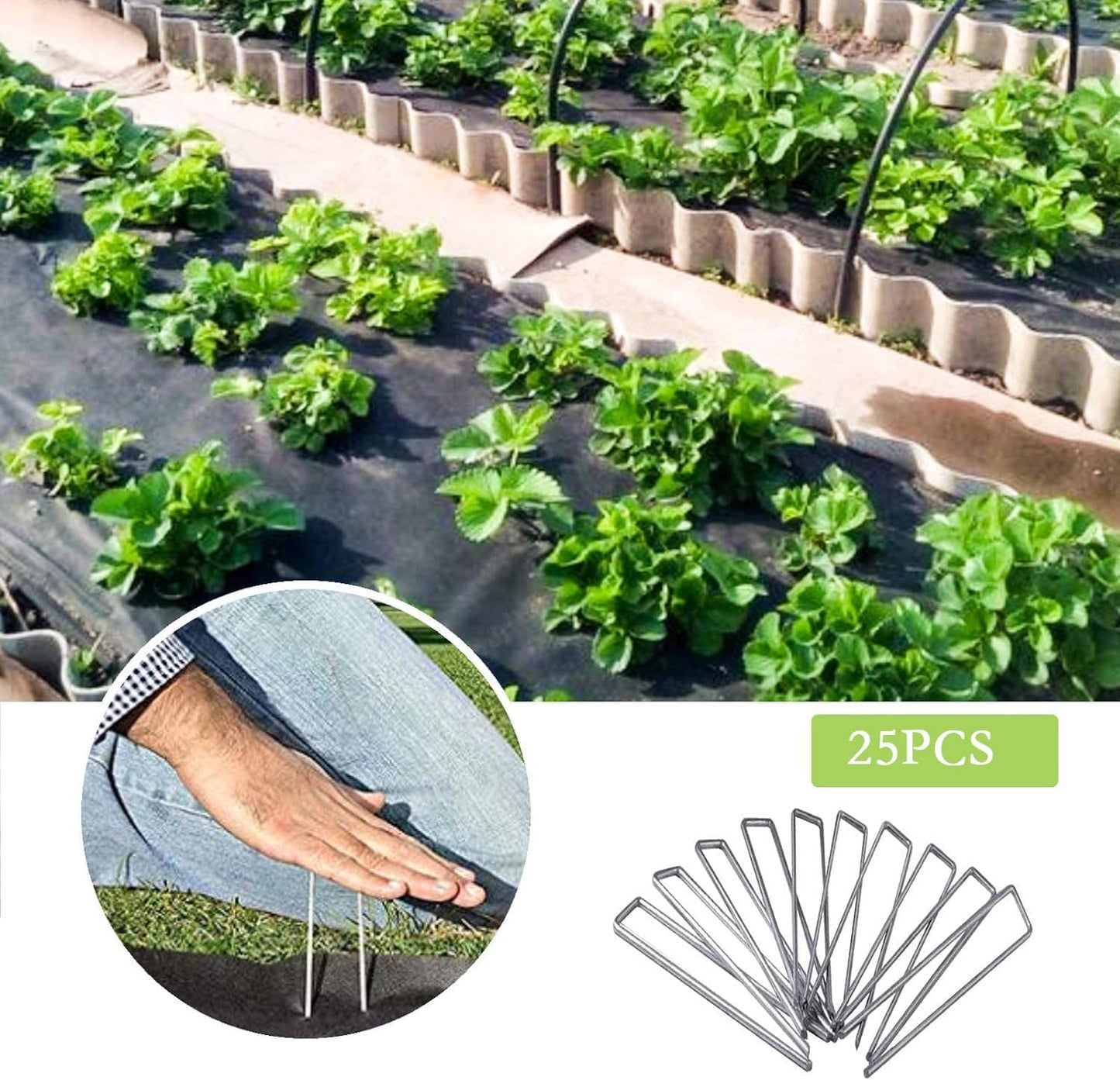 12 Inch Galvanized Garden Landscape Staples Stakes, 25 50 100 PCS Anti-Rust Garden Staples U-Shaped Landscape Pins for Secure Lawn Fabric (25, 12 Inch)