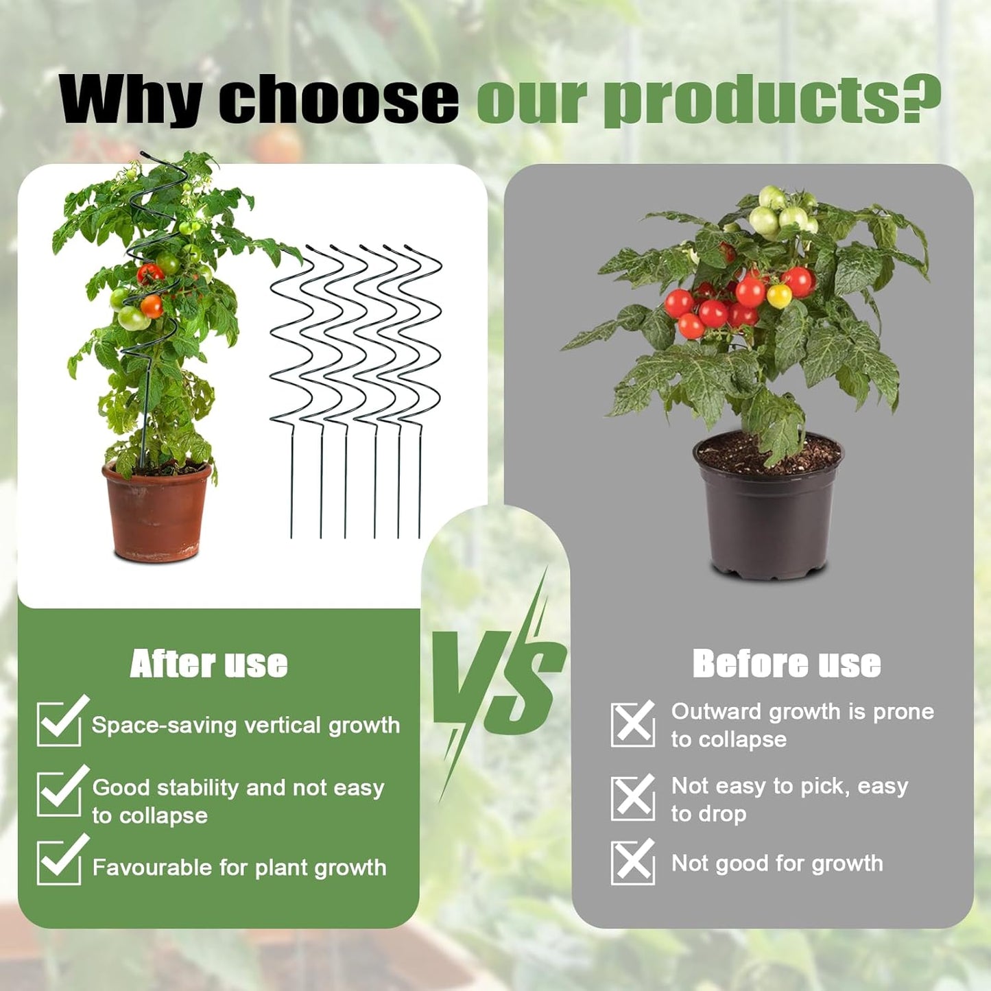 10 Pack Tomato Twist Stake, Spiral Tomato Stakes for Indoor Outdoor, Spiral Garden Stakes for Climbing Plants, Tomatoes, Roses & Garden Vines