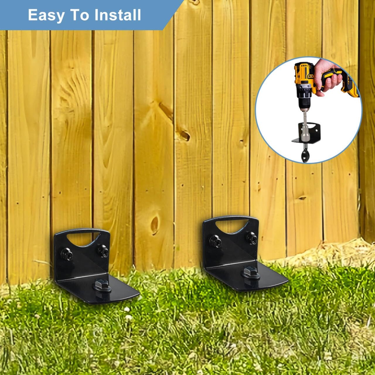 24" Heavy Duty Ground Anchors Screw in, 4 Pack Earth Anchors with Drill Adapter & Brackets, Metal Shed Anchor Kit for Storage Sheds, Mobile Home, Swing Set, Trampoline, Tent, Dog Tie-Out (No Straps)