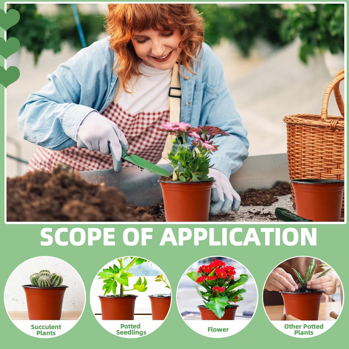 100 Pcs Plant Nursery Pots,6 Inch Thicker Plastic Seedling Pots with Holes,Seed Starting Pot Flower Plant Container for Succulents,Seedlings,Cuttings,Transplanting