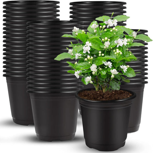 Augshy 150 Pcs 4" Black Plastic Plants Nursery Pot,Seed Starting Pots