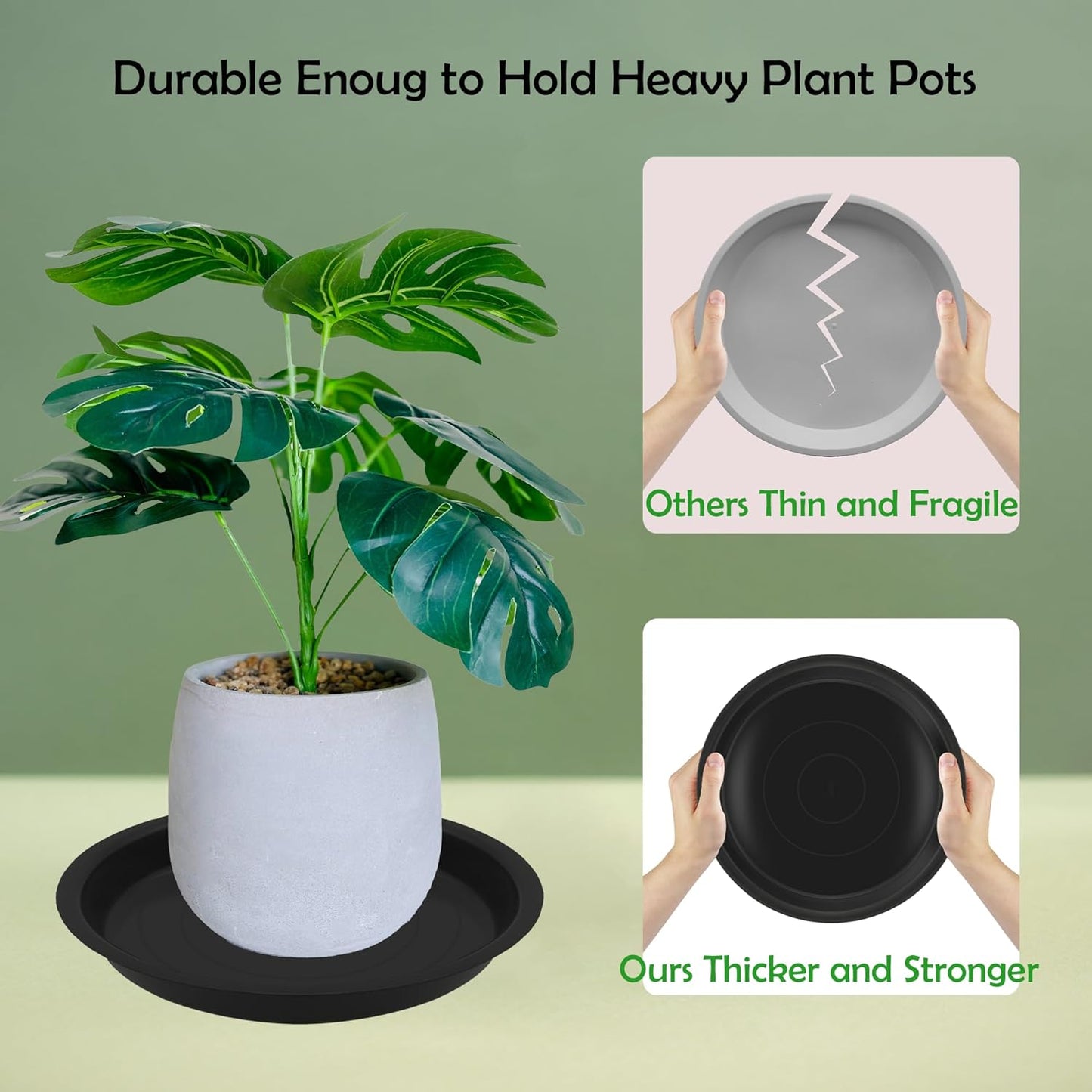 8 Pack 20 Inch Round Plant Saucers for Less 18 Inch Pot Indoors Outdoors Plant Trays for Pots Planter Saucer Plastic Drip Tray Flower Planter Water Tray for Potted Plants (Black, 20"(8pcs))