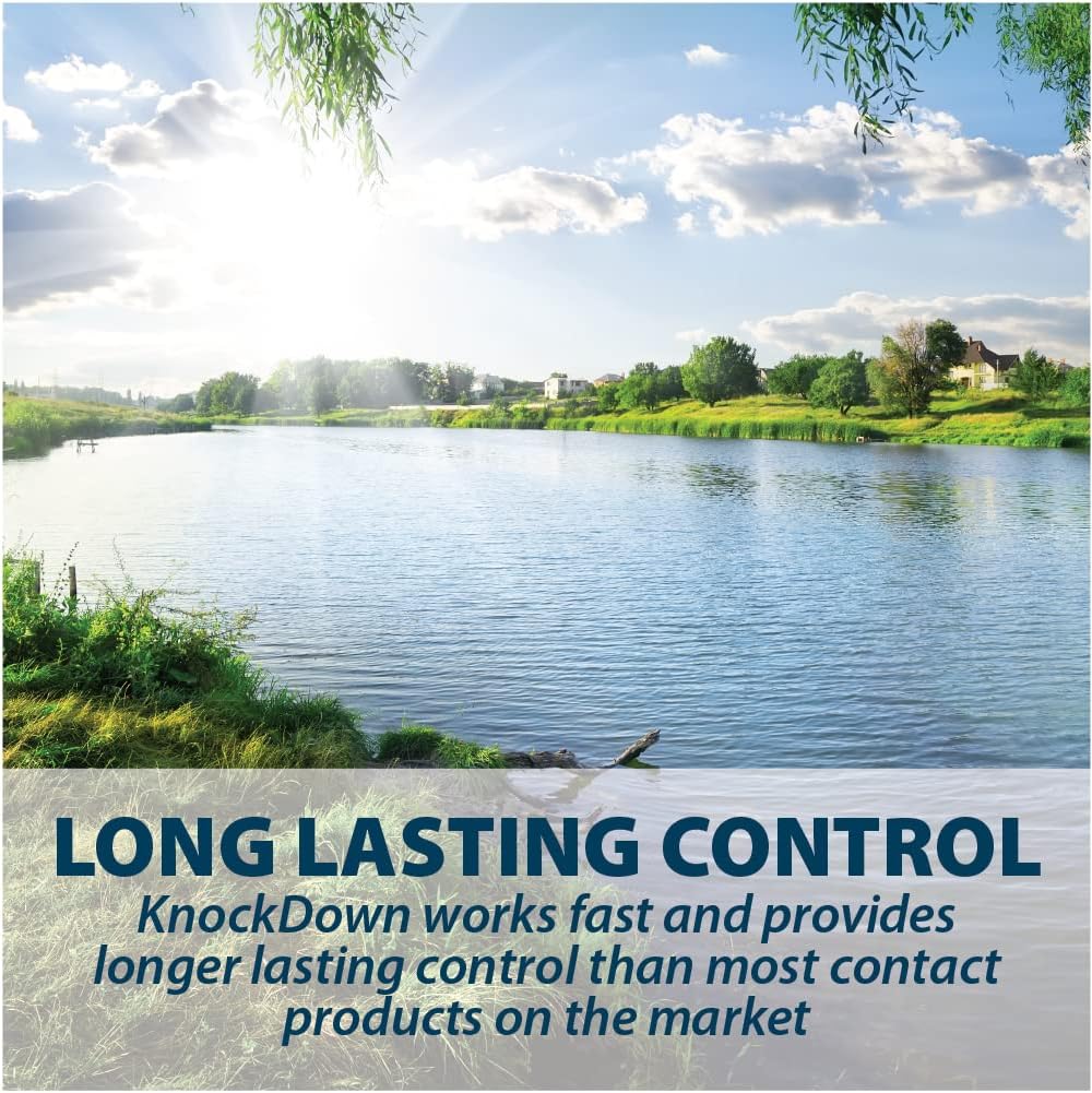 Airmax Knockdown Defense 2-in-1 Liquid Pond Algae Control, Effective & Fast Acting Algaecide, Aquatic Weed Treatment for Clear Water in Ponds & Lakes, Liquid Formulation, 16 oz with Treatment Booster