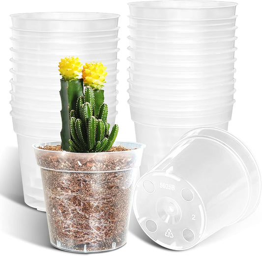 40 Pack 3.3 Inch Clear Nursery Pots for Plants, Sturdy Plastic Plant Pot for Planting Vegetables Flowers Seedlings, Transparent Seed Starter Pots with Drainage Holes, Gardening Gifts(40P-3.3"Clear)