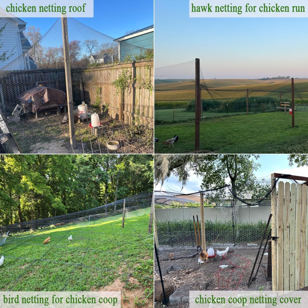 Bird Netting for Chicken Coop 30x30Ft, 1/2" Mesh, Strong Woven Poultry Netting Roof Cover for Chicken Run, Heavy Duty Bird Net for Fruit Trees, Blueberry, Vegetables, Garden Protection