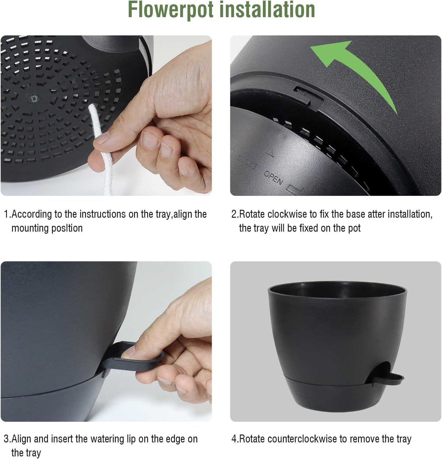 10 inch Self Watering Pots, 2 Pack Plastic Planters with Mesh Drainage Holes for Garden Plants and Flower, Plants Pots with Deep Reservoir for Indoor Outdoor Plants, Black