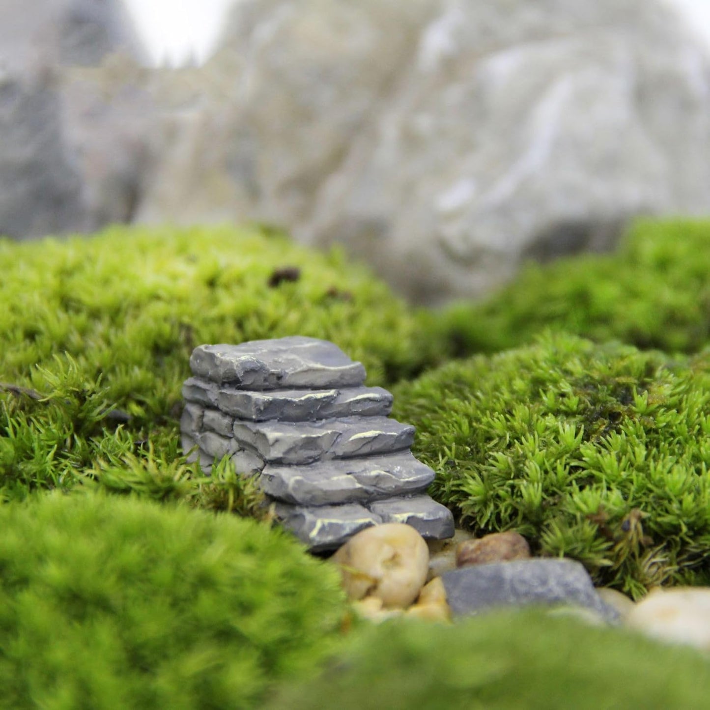 1Pc Gray Outdoor Miniature Resin Bridge Stair Stone Straight Bridge Stairs Stone Steps Garden Fairy Ornament Flower Pot Plant Micro Landscaping Decor Bonsai Craft Straight Stairs Statues Décor