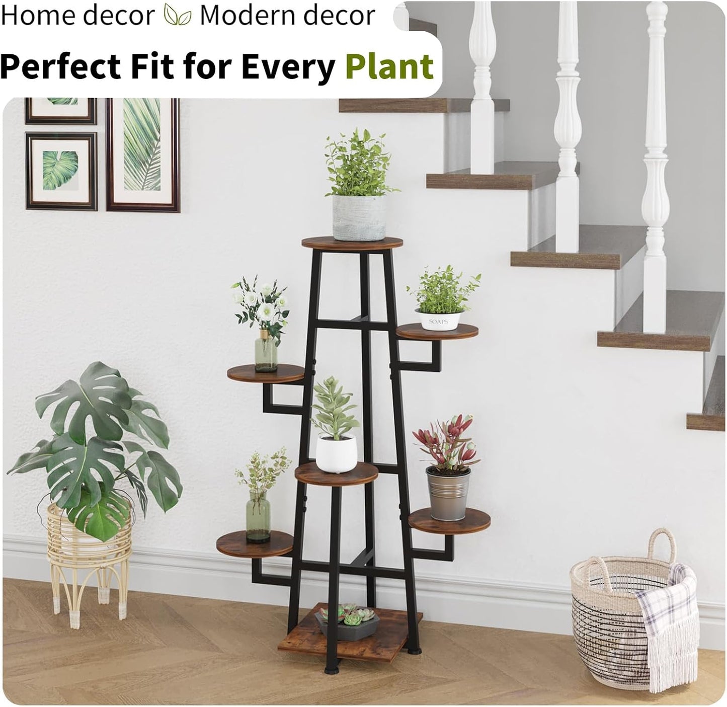 7 Tier Plant Stand Indoor, Tiered Plant Stands for Indoor Plants Multiple, Corner Flower Stand for Living Room, Multi-Layer Vintage Design Plant Shelf