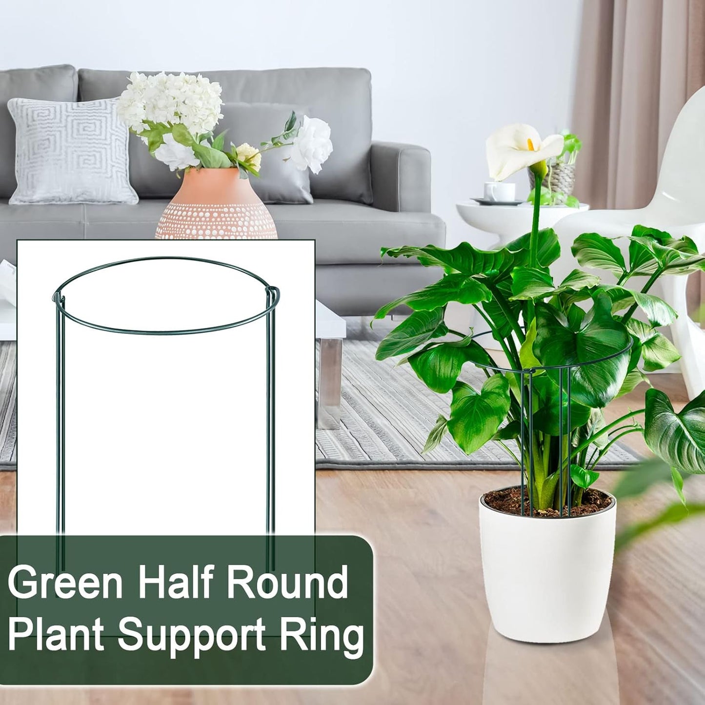 12 Pack Plant Support Stakes, Peony Cages and Supports Large 10" Wide x 24" High Tall Peony Ring Supports, Garden Plant Stakes for Outdoor Plants Rose, Tomato, Hydrangea, Flowers