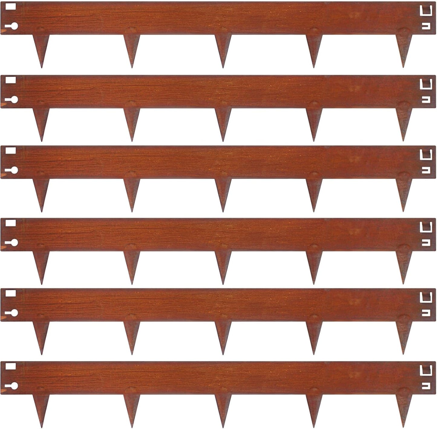 6.3Inch Cor-Ten Steel Landscape Edging, 6 Pack Hammer-in Metal Edging for Landscaping, Garden Edging for Lawn,Pathway, Yard