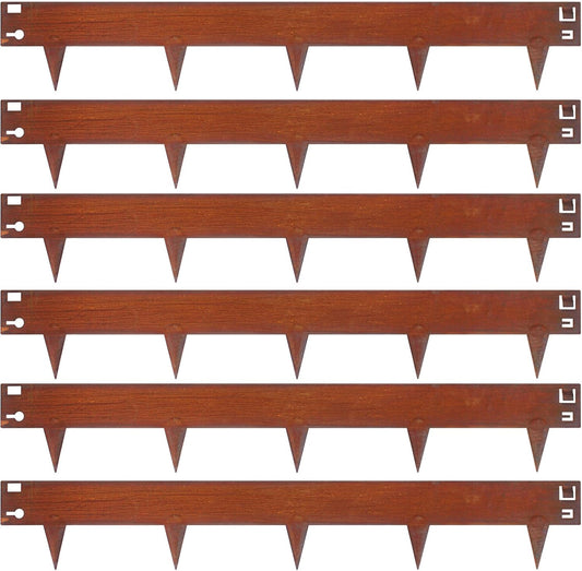 6.3Inch Cor-Ten Steel Landscape Edging, 6 Pack Hammer-in Metal Edging for Landscaping, Garden Edging for Lawn,Pathway, Yard